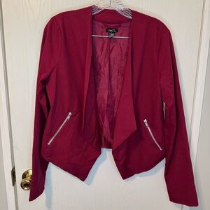 Women's Red Open Front Jacket with Zippers by Rue21 Size Large